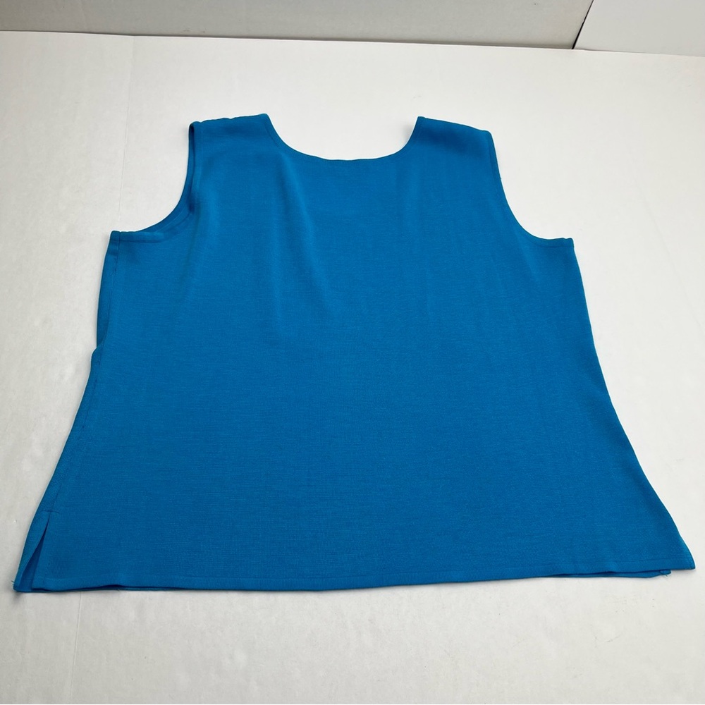 Ming Wang Blue Top Blouse Shell Sleeveless Womens‎ Size Large Stretch *TINY FLAW - Picture 9 of 9